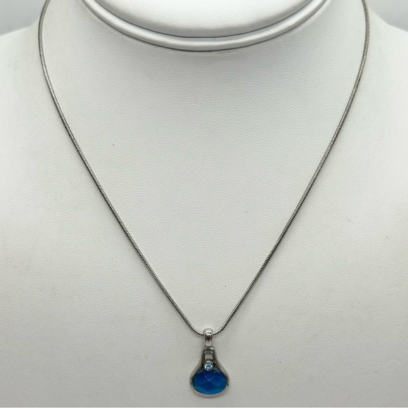 Lia Sophia Blue Jeweled Pendant Necklace - Picture 2 of 3